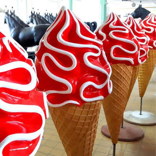 Advertising Ice Cream Fiberglass Figure with Glaze