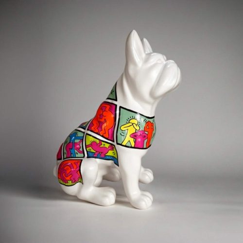 Middle size sitting fiberglass bulldog figure