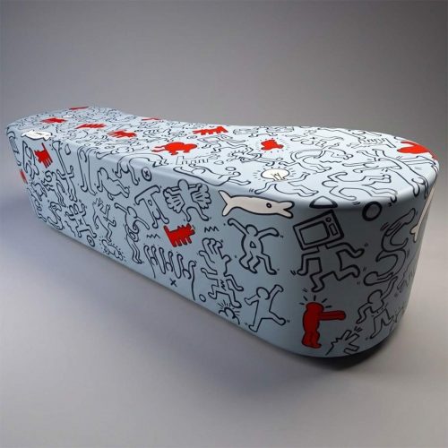 Long Modern Fiberglass Bench - Single Color.