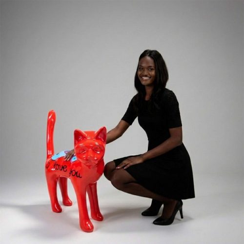 Cat Decoration Fiberglass Sculpture - Middle Size