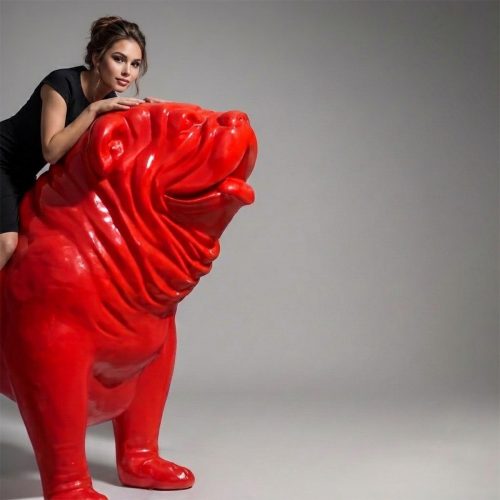 Large English Bulldog Fiberglass Sculpture - Single Color