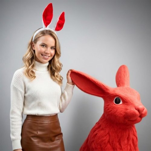 Large Rabbit Fiberglass Statue - Single Color