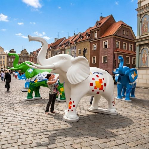 Life size fiberglass large elephant statue