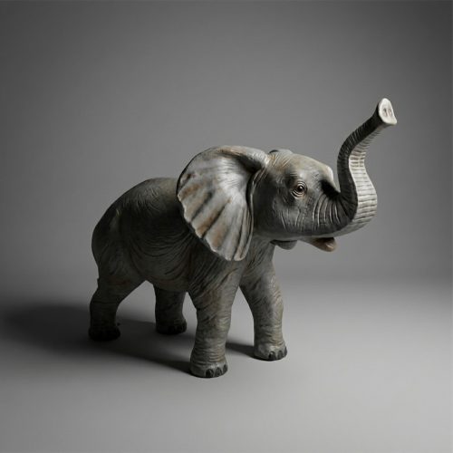Fiberglass Baby Elephant Figure - Natural Color