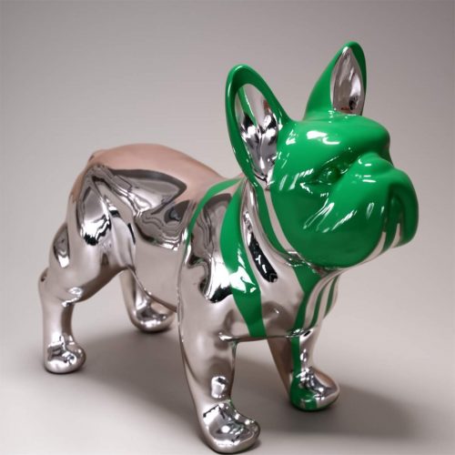 Small Standing Resin Bulldog Figurine - Chrome and Paint Edition