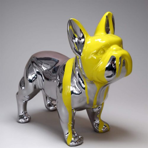 Small Standing Resin Bulldog Figurine - Chrome and Paint Edition