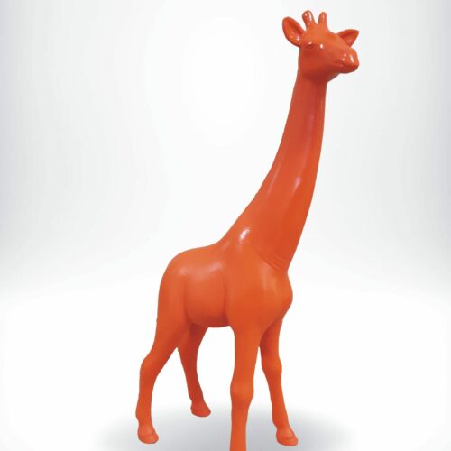 Orange giraffe toy on a white background.