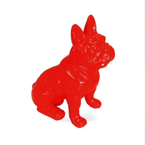 Red dog figurine resembling a bulldog.