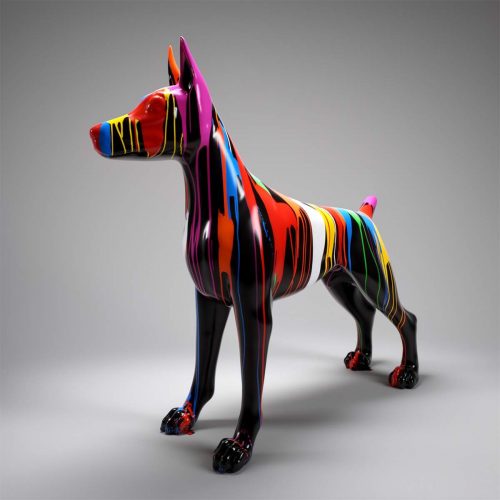 Large Doberman Colorful Fiberphglass Statue
