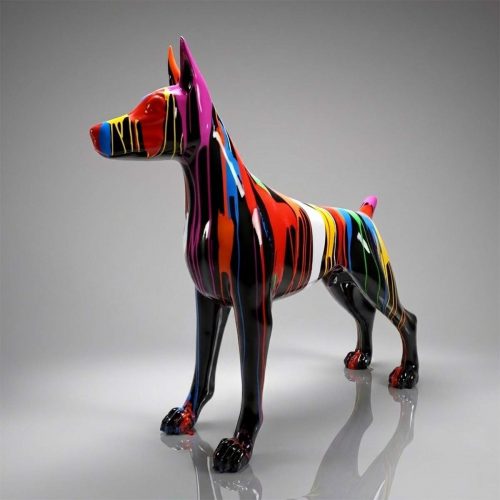 Large Doberman Colorful Fiberphglass Statue