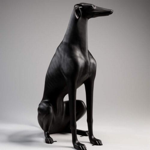 Large Black Greyhound Figurine