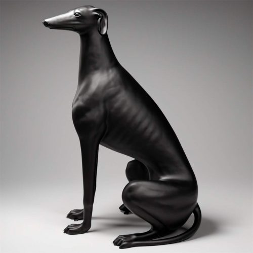 Large Black Greyhound Figurine