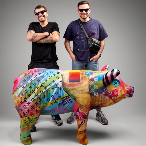 Fiberglass Pig Artistic Sculpture - Single Color