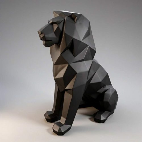 Geometric lion sculpture single color