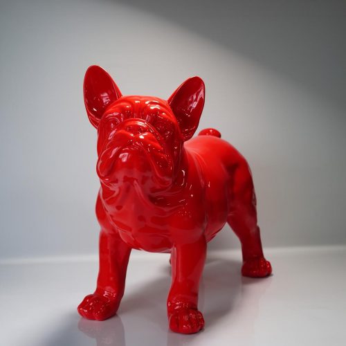 Duża figura bulldog francuski „Juki”- jednokolorowa czerwona