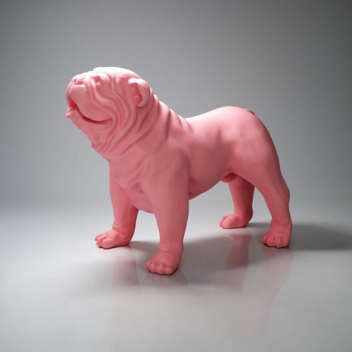 Figura dekoracyjna pies bulldog usa średni, pastelowy - różowy