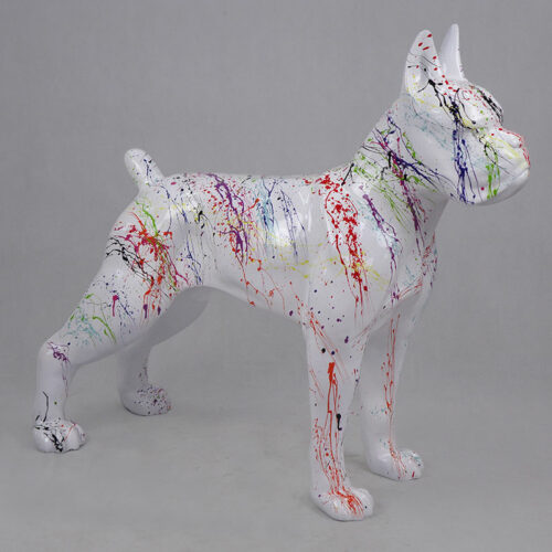 Stojący pies Boxer L - Splash biały