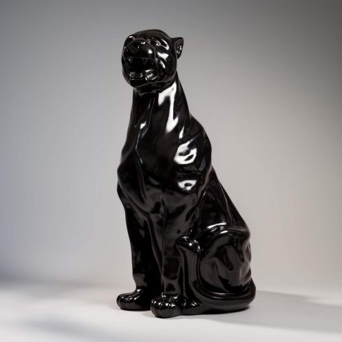 XXL Sitting Panther Figure – raw finish