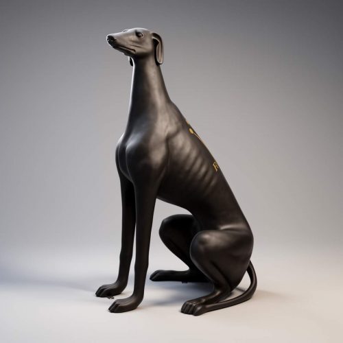 Large black greyhound dog figure RLX