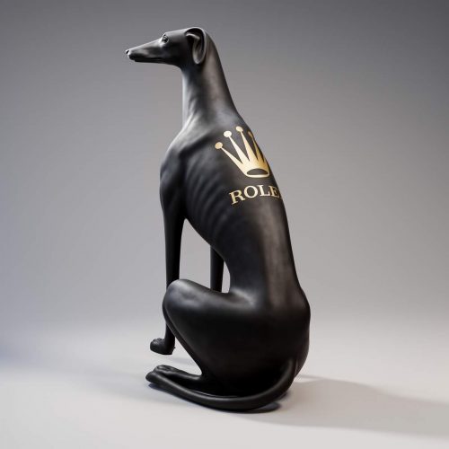 Large black greyhound dog figure RLX