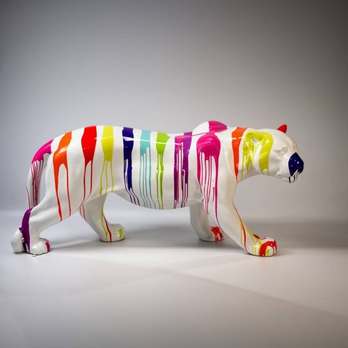 Life-Size Standing Panther Figure – multicolor