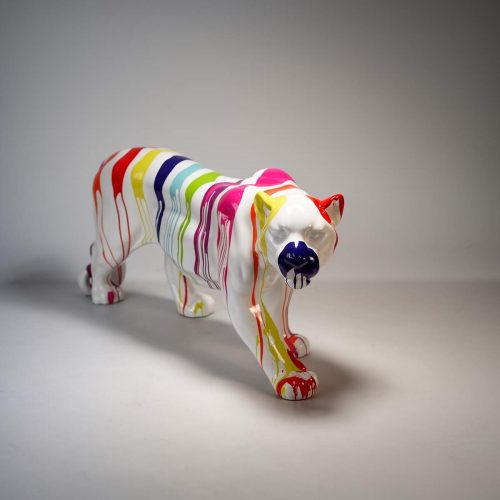 Life-Size Standing Panther Figure – multicolor