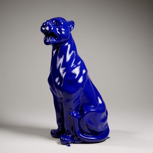 XXL Sitting Panther Figure – raw finish