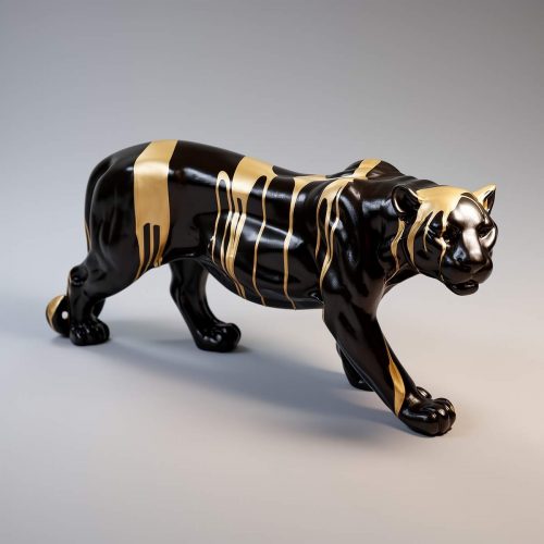 Figura 3D Czarna Pantera naturalnych wymiarów - złoty trash
