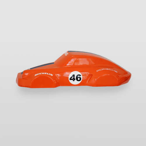 Orange toy car with number 46 and Michelin branding on the side.