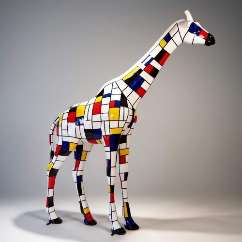 Large Life-Size Giraffe Figure - Mondrian