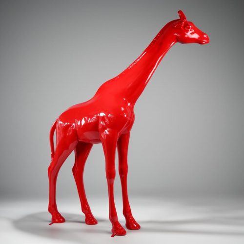 Large Life-Size Giraffe Figure - Red