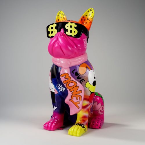 Large Bulldog Figure with Tie and Glasses – Kinga