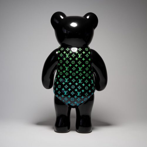 Teddy bear standing monogram - green gradient