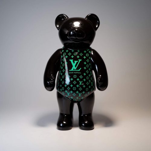 Teddy bear standing monogram - green gradient