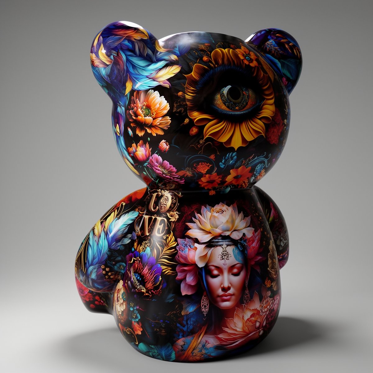 Large Decorative Bear Sitting Motif Indii Figure - Image 2