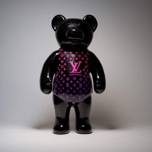 Standing teddy bear monogram - pink gradient