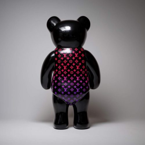Standing teddy bear monogram - pink gradient