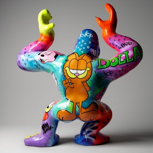 Large Decorative Gorilla With Barrel Pop Art Figure