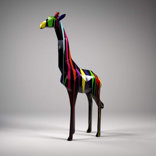 Large Geometric Giraffe Figure in White Laminate - Trash