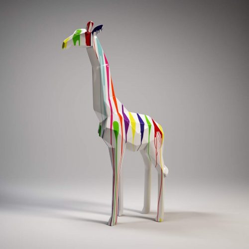 Large Geometric Giraffe Figure in White Laminate - Trash