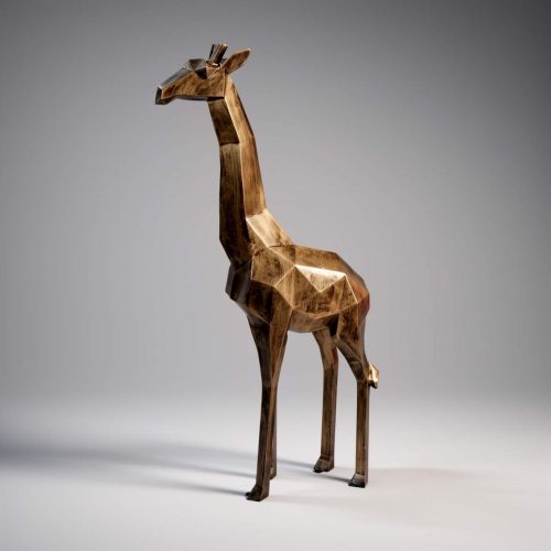 Large Geometric Giraffe Figure in Patina Laminate