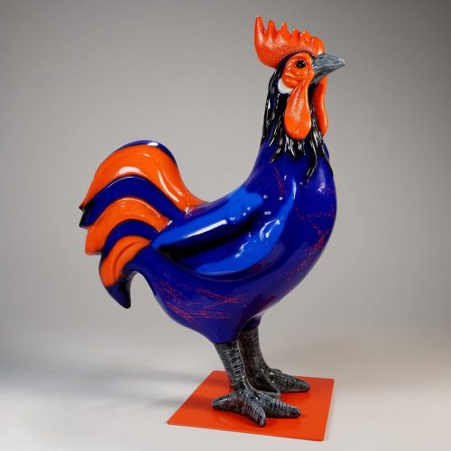 Large Black Rooster Figure