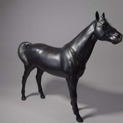 Life-size figure of a black horse