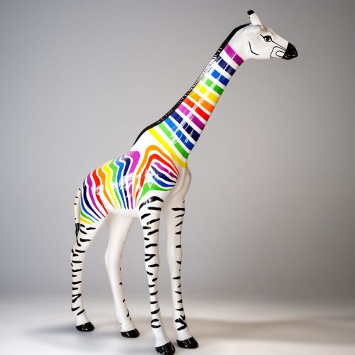 Large Life-Size Giraffe Figure - Colorful Zebra