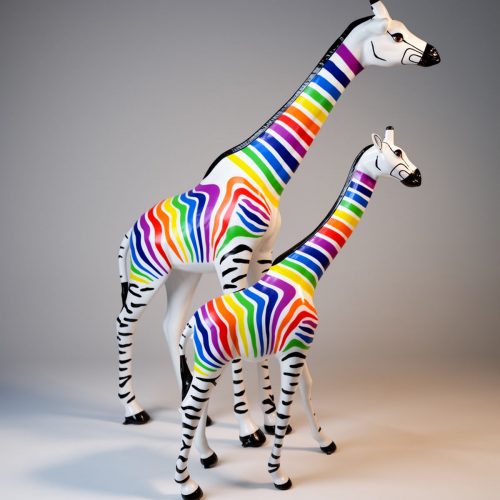 Large Life-Size Giraffe Figure - Colorful Zebra
