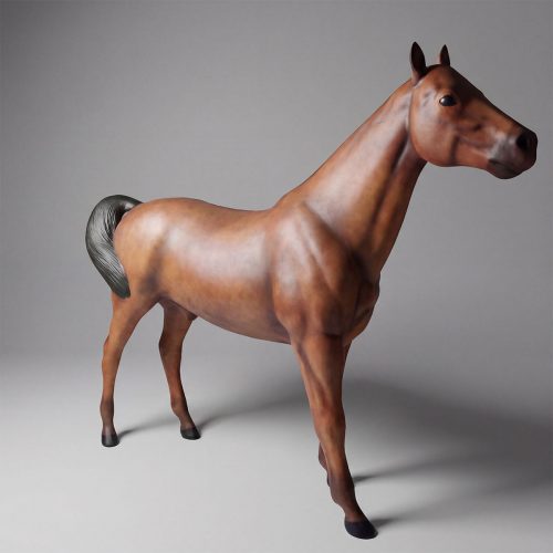 Life-size figure of a black horse