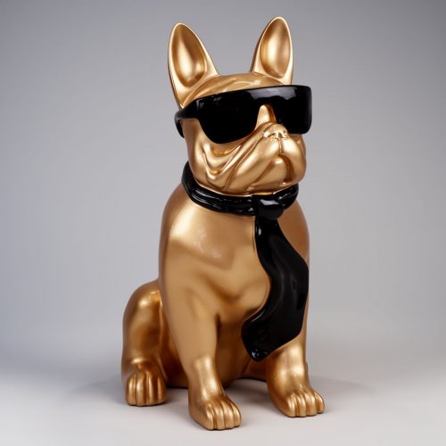 Small Bulldog with Tie and Glasses - Gold