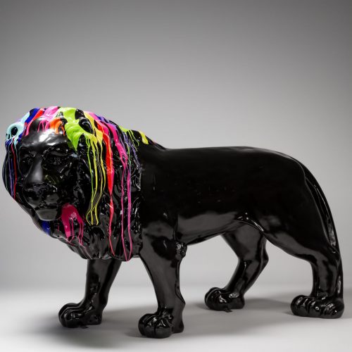 Large Standing Lion Figure - Black Trash