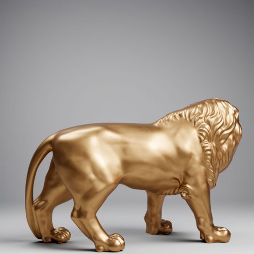 Large Standing Lion Figure - Gold