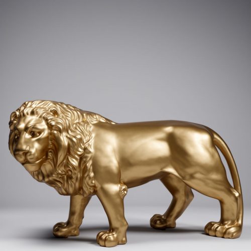 Large Standing Lion Figure - Gold